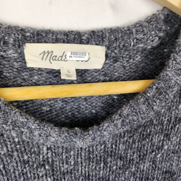 Madewell Charcoal Gray Men's Crewneck Merino Wool & Alpaca Donegal Sweater - Picture 3 of 7